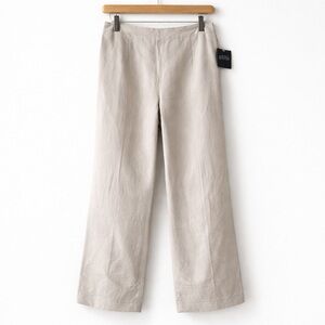 Linen Blend Wide Leg Pants NWT Beige High Rise Work Office 8